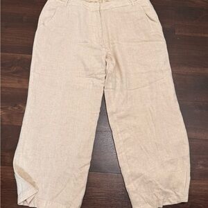 Naked Wardrobe Size Large Linen Life Cream Ankle pants